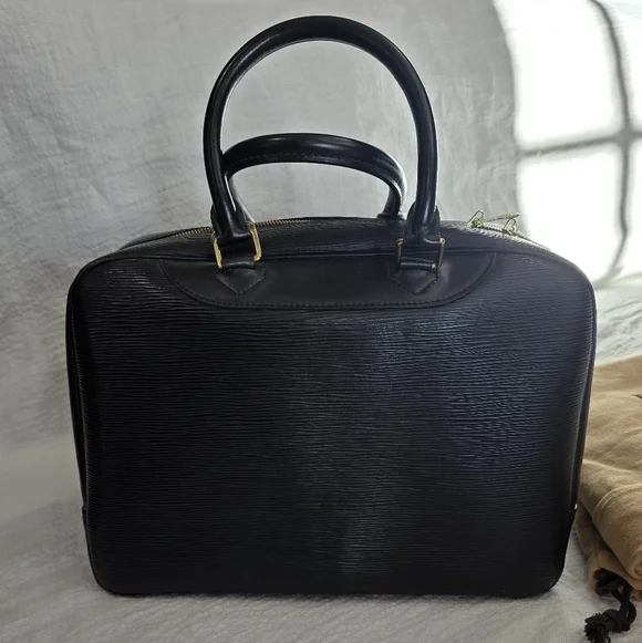 Louis Vuitton Epi Deauville Black Noir Bag Travel Luggage Keepall Speedy Leather - Picture 9 of 15
